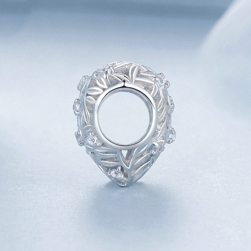 Jorrio Heart Shaped Openwork Leaf Sterling Silver Charm