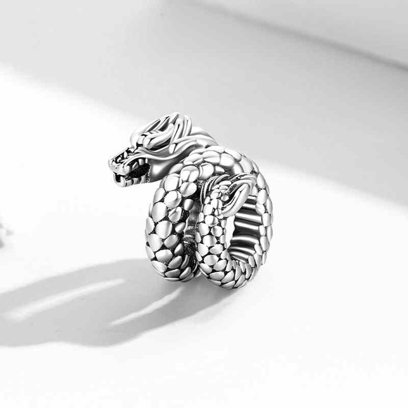Jorrio Textured Vintage Disk Dragon Sterling Silver Charm