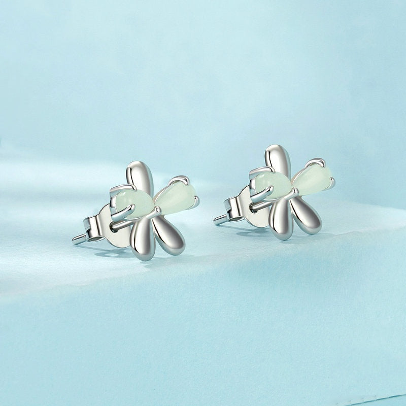 Jorrio Delicate Glow-in-the-Dark Small Flower Sterling Silver Earrings
