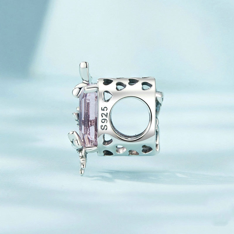 Jorrio Delicate Sweet Dreamy Pink Butterfly Sterling Silver Charm