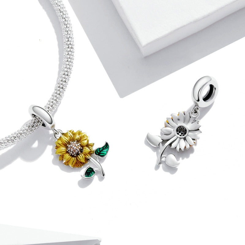 Jorrio Sparkling Fashion Sunflower Sterling Silver Charm