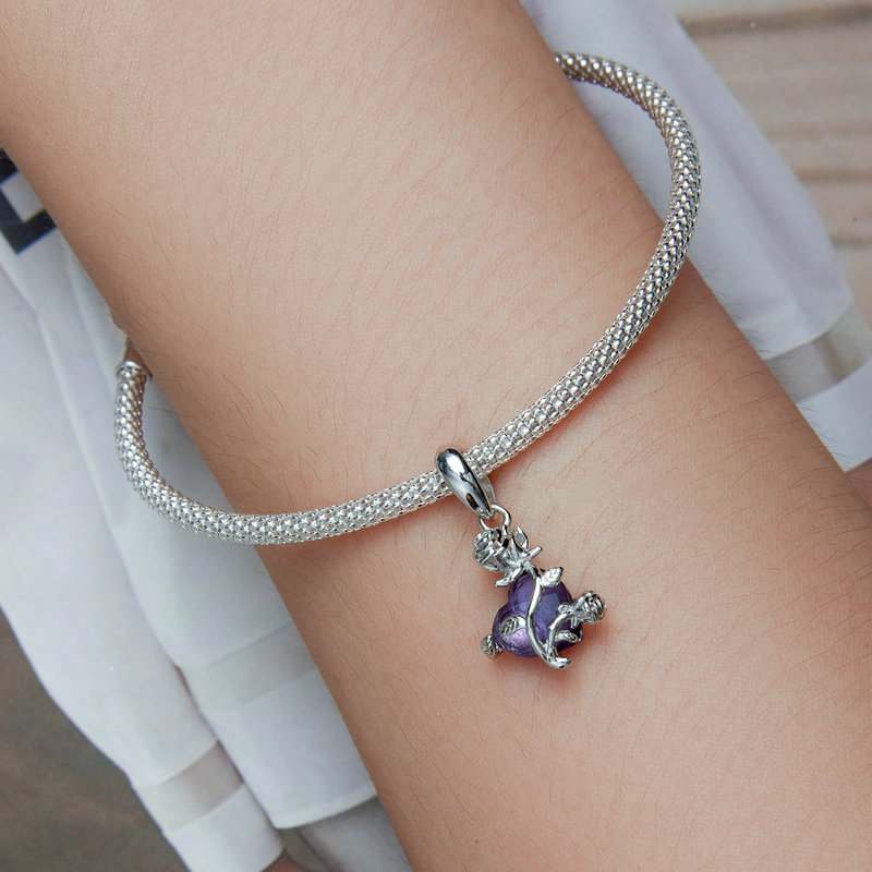 Jorrio Purple Love Elegant Rose Sterling Silver Charm