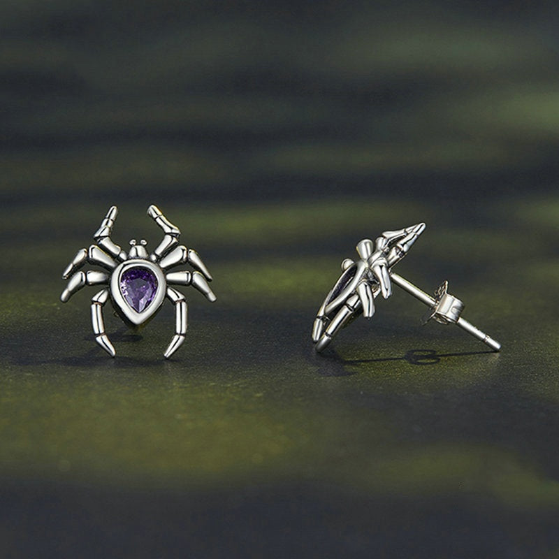 Jorrio Halloween Dark Style Spider Sterling Silver Earrings