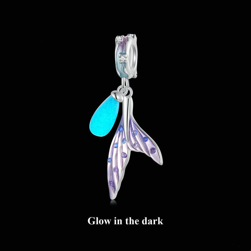 Jorrio Glow-in-the-dark Mermaid Purple Sterling Silver Charm