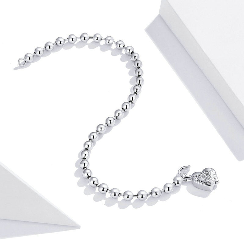 Jorrio Heart Shaped Round Bead Vintage Sterling Silver Bracelet