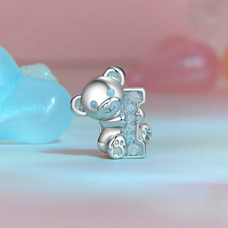 Jorrio Romantic Valentine's Day I love U Bear Animal Sterling Silver Charm