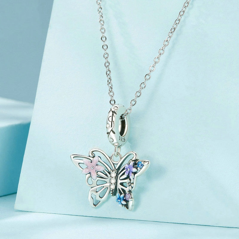 Jorrio Sweet Colourful Flower Butterfly Sterling Silver Charm
