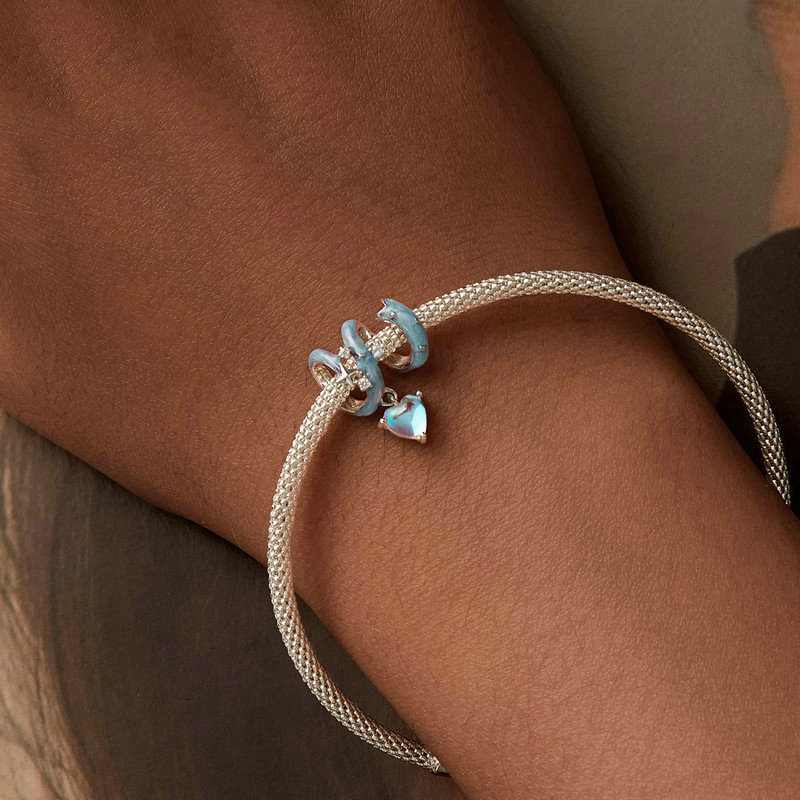 Jorrio Romantic Star Moonstone Blue Starry Night Sterling Silver Charm