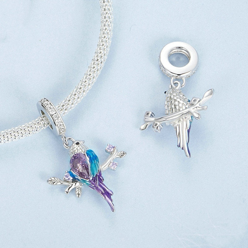 Jorrio Fashion Twig Kingfisher Animal Sterling Silver Charm