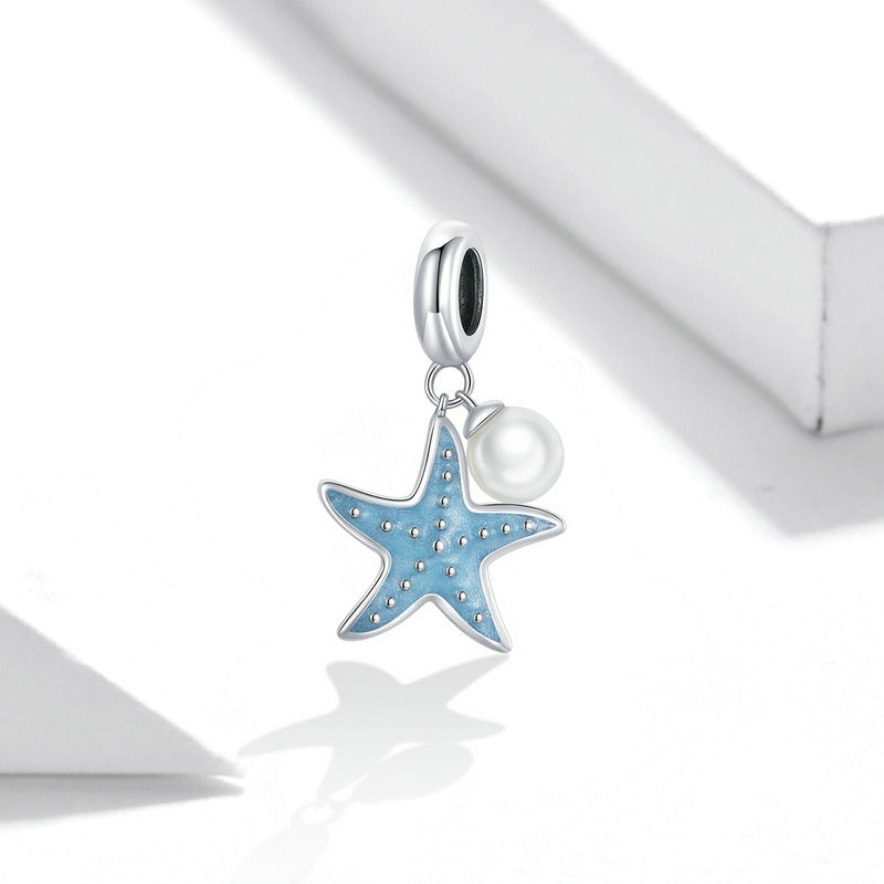Jorrio Summer Blue Starfish Pearl Sterling Silver Charm