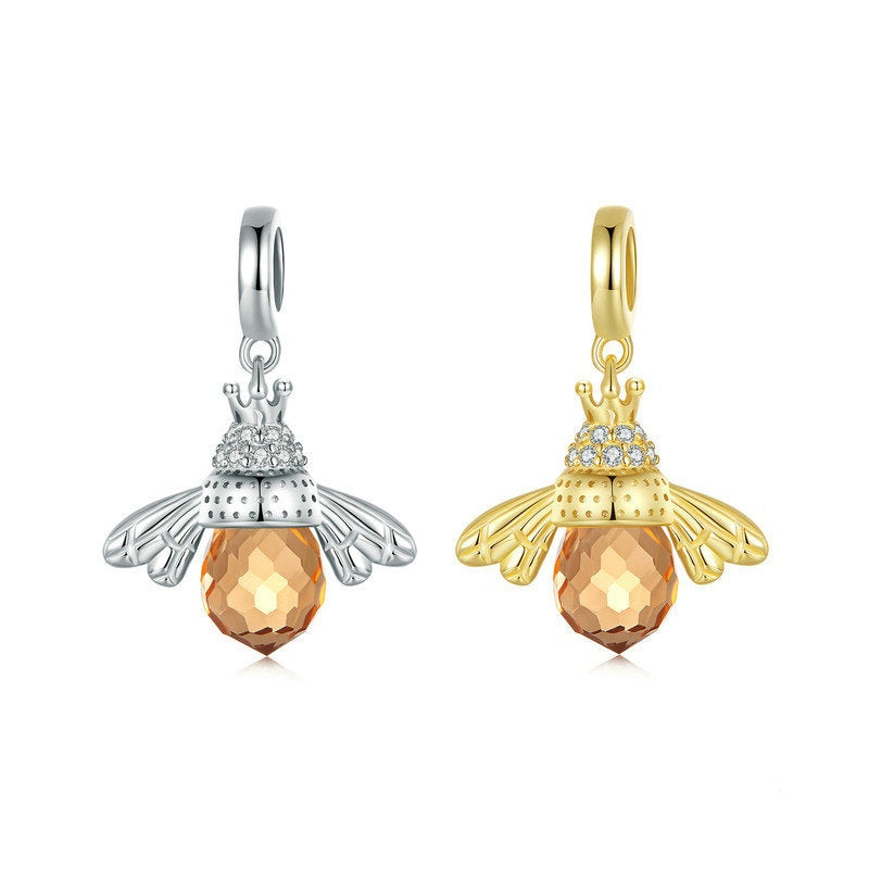 Jorrio Fashion Crystal Bee Animal Sterling Silver Charm