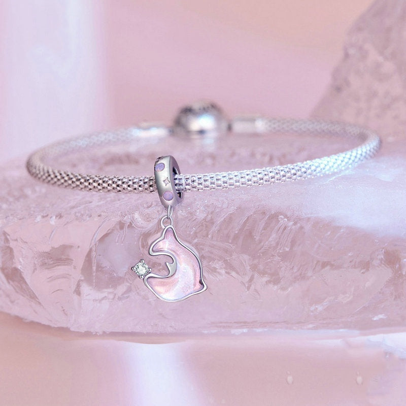 Jorrio Dreamy Sweet Pink Dolphin Sterling Silver Charm