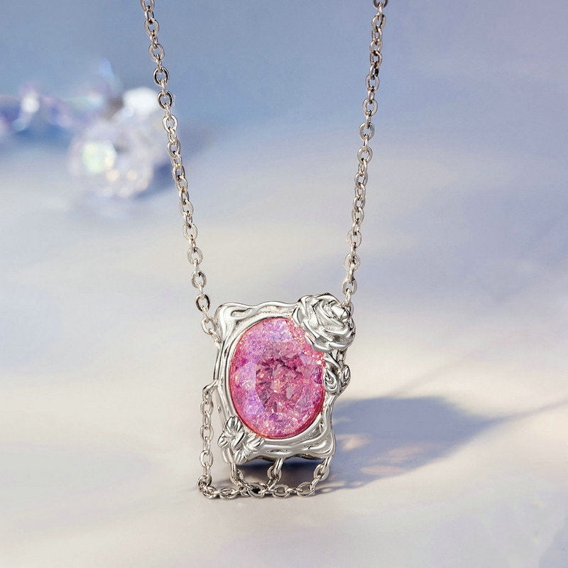 Jorrio Noble and Elegant Pink Fading Oil Painting Rose Sterling Silver Charm