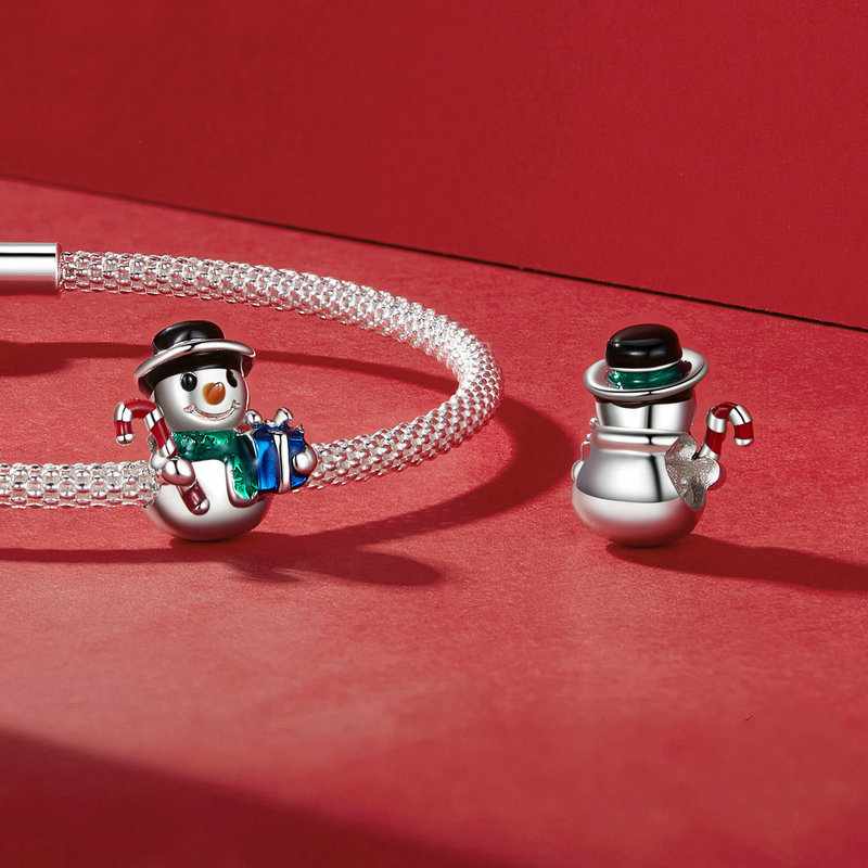 Jorrio Handmade Christmas Cane Snowman Charms