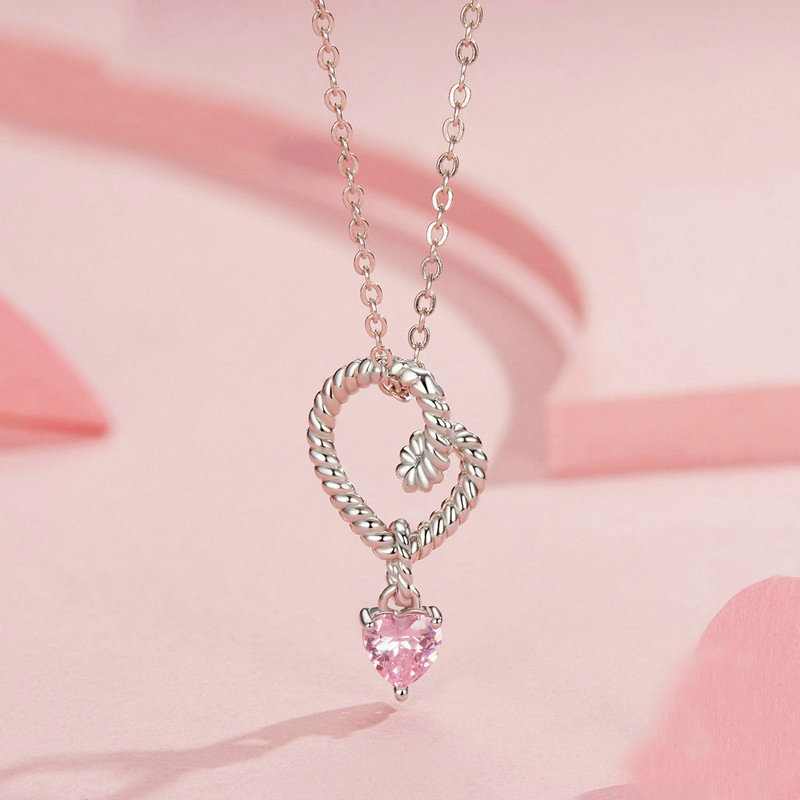 Jorrio Sweet Pink Spiritual Heart Sterling Silver Charm