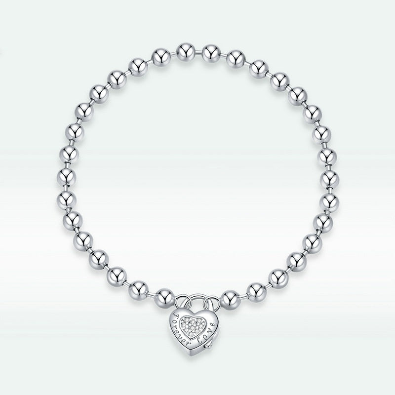 Jorrio Heart Shaped Round Bead Vintage Sterling Silver Bracelet