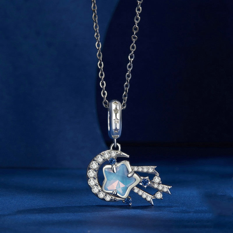 Jorrio Fantasy Shooting Star Radiant Star and Moon Sterling Silver Charm