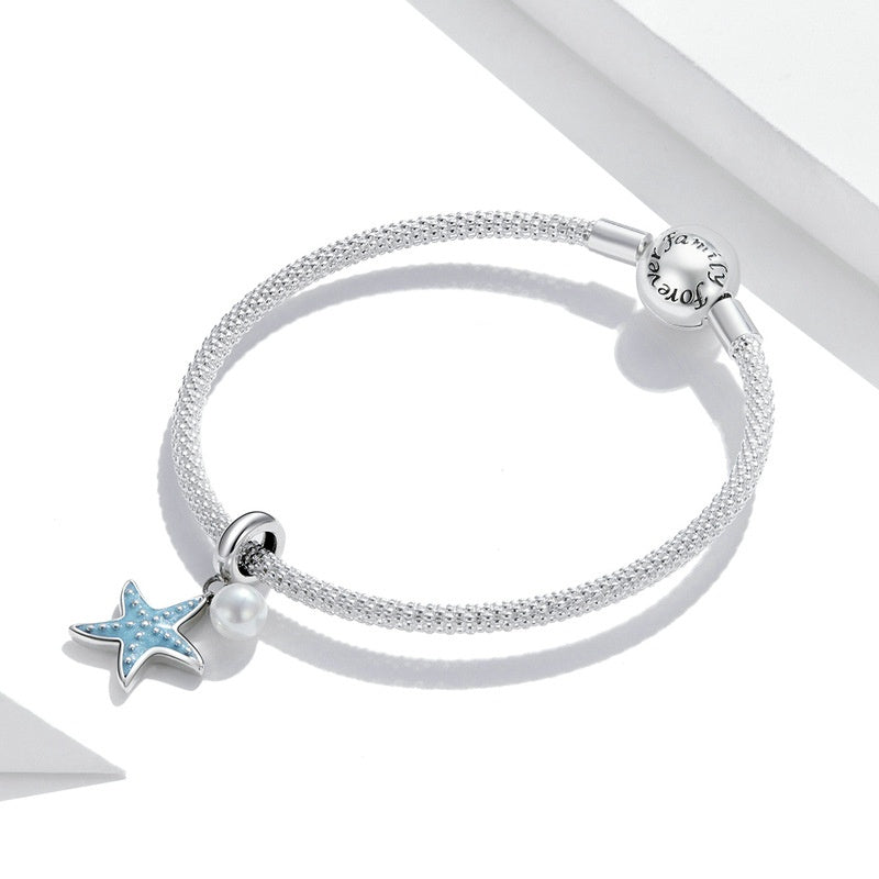 Jorrio Summer Blue Starfish Pearl Sterling Silver Charm