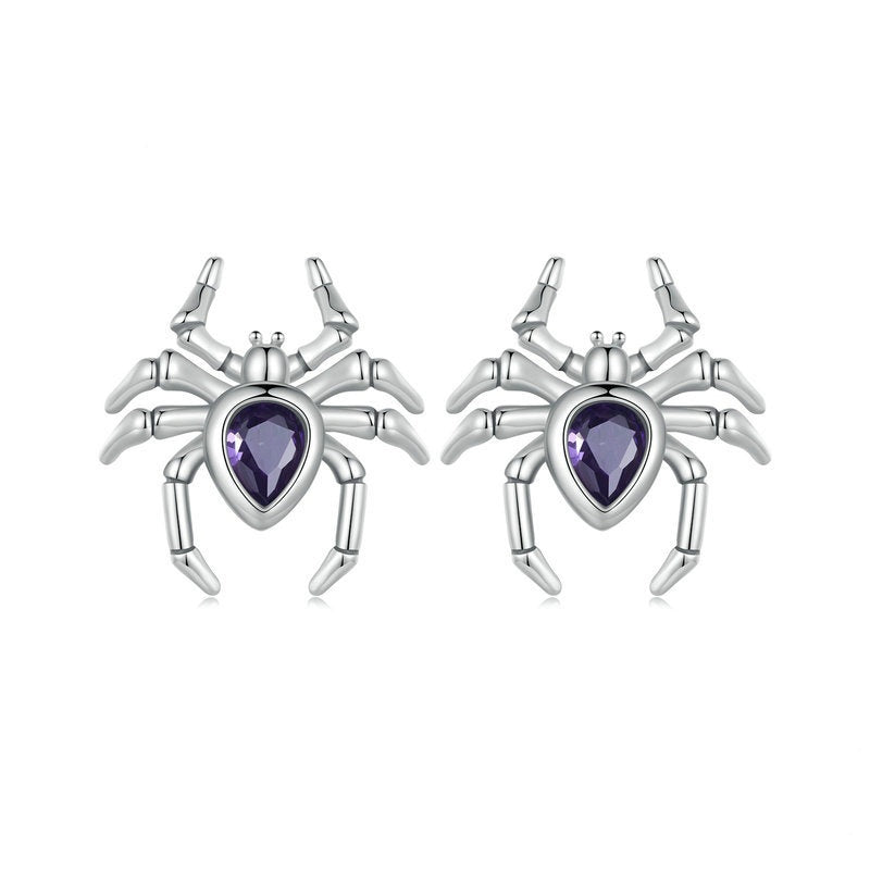 Jorrio Halloween Dark Style Spider Sterling Silver Earrings