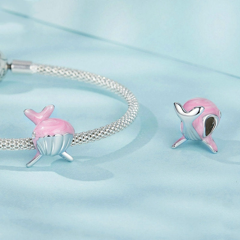 Jorrio Dreamy Ocean Pink Whale Sterling Silver Charm