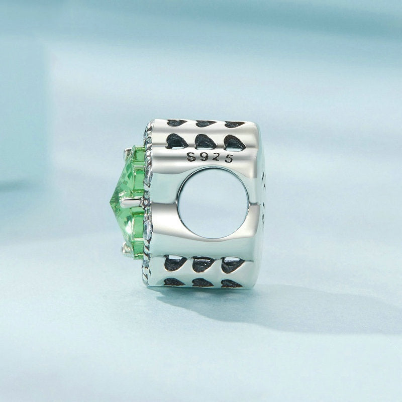 Jorrio Fashion Green Lucky Four-leaf Clover Sterling Silver Charm
