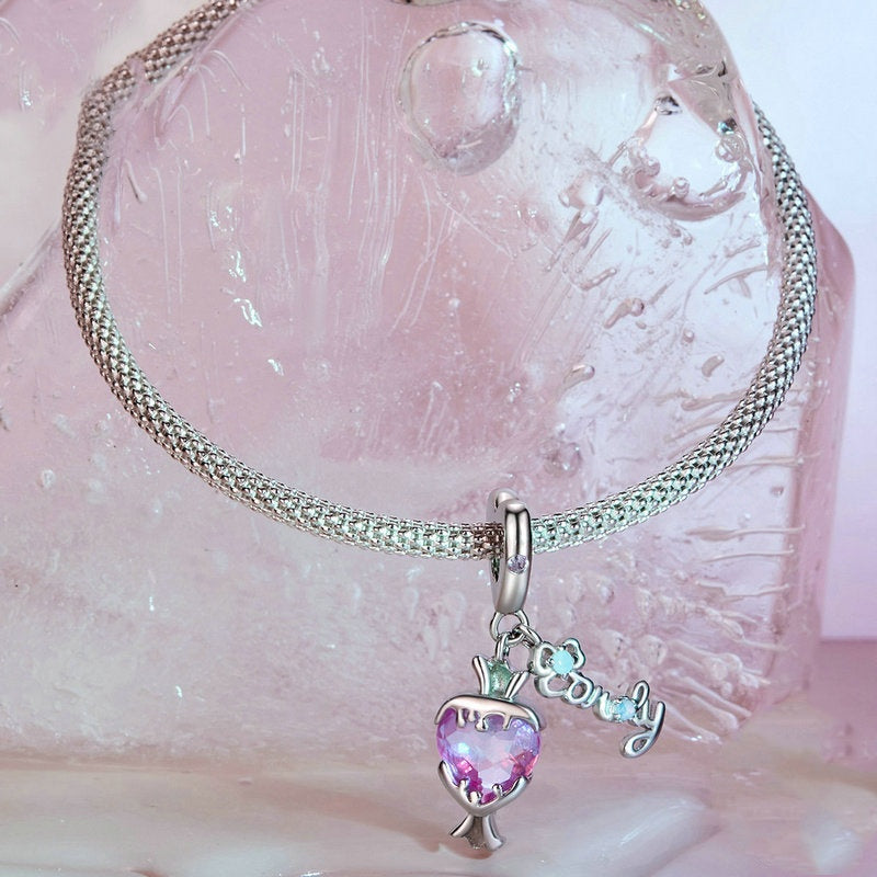 Jorrio Sweet Cool Dreams Pink Heart Candy Sterling Silver Charm