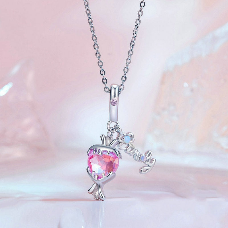 Jorrio Sweet Cool Dreams Pink Heart Candy Sterling Silver Charm