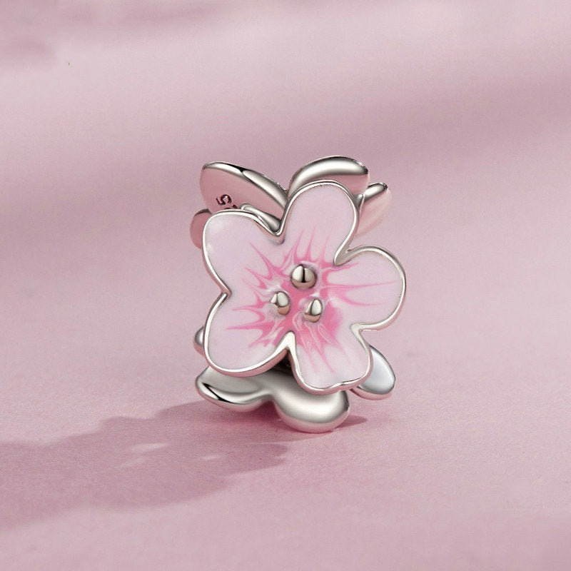Jorrio Cute Sweet Pink Flower Sterling Silver Charm
