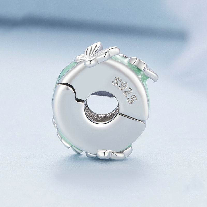 Jorrio Mint Green Butterfly Positioning Clip Clasp Sterling Silver Charm