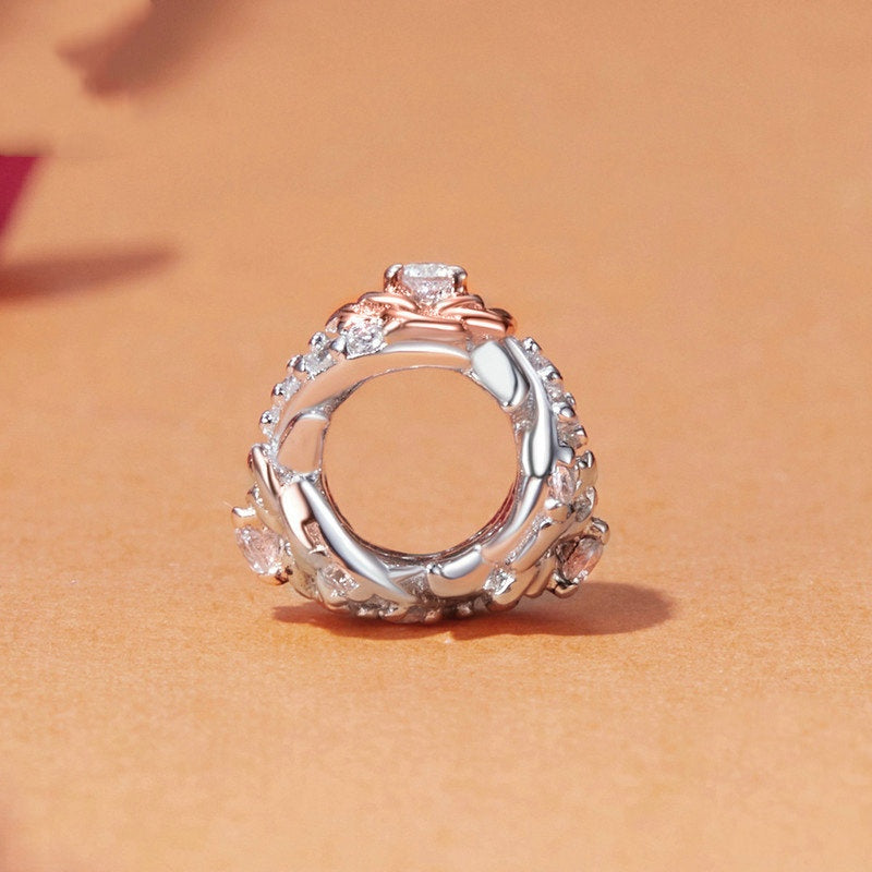 Jorrio Romantic Vintage Rose Flower Sterling Silver Charm