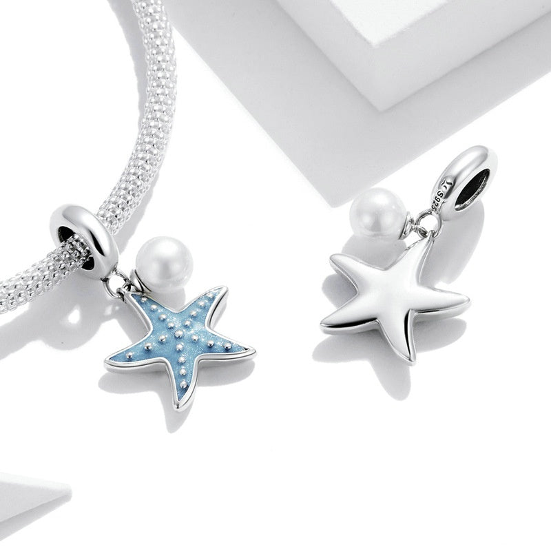 Jorrio Summer Blue Starfish Pearl Sterling Silver Charm