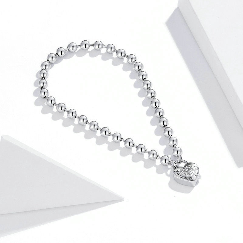 Jorrio Heart Shaped Round Bead Vintage Sterling Silver Bracelet