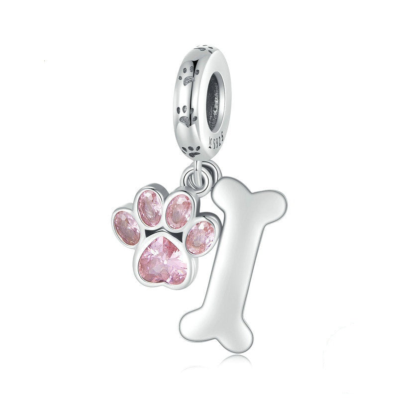 Jorrio Cute Animal Pet Dog Paw Bone Sterling Silver Charm