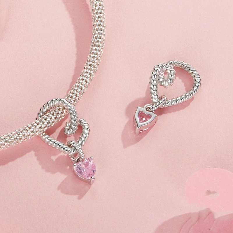 Jorrio Sweet Pink Spiritual Heart Sterling Silver Charm