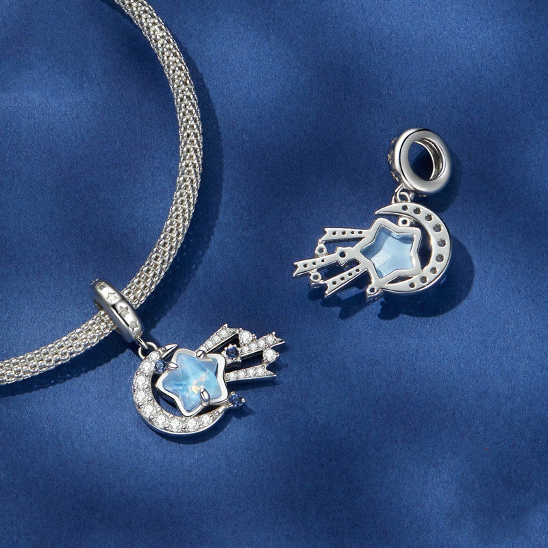 Jorrio Fantasy Shooting Star Radiant Star and Moon Sterling Silver Charm