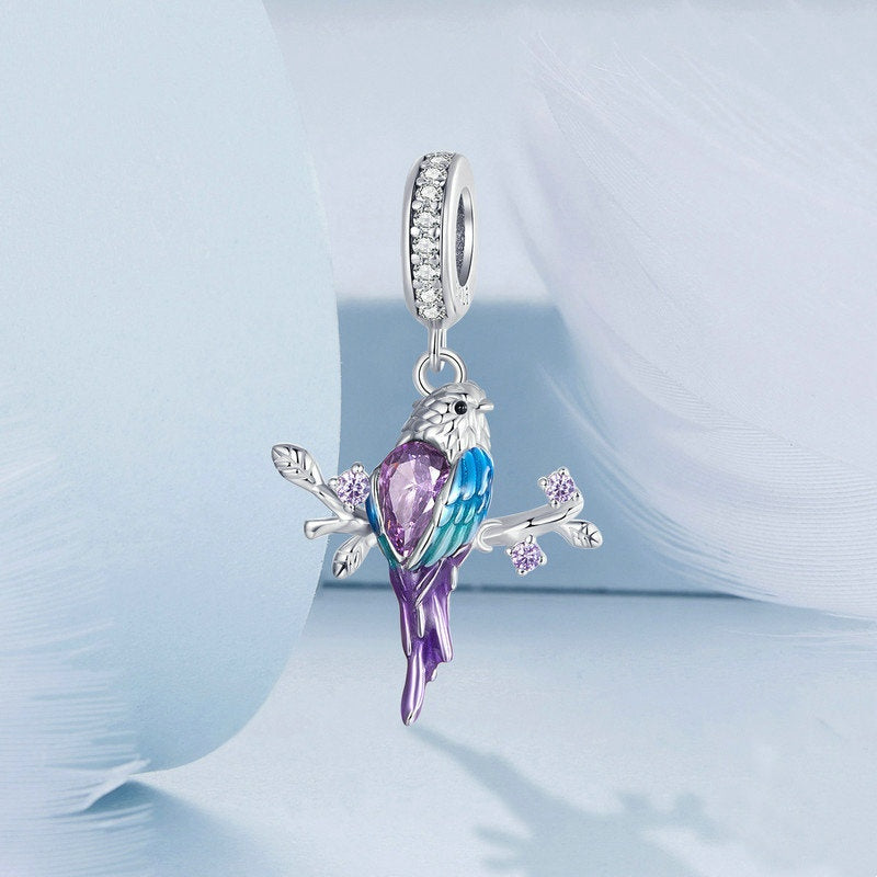 Jorrio Fashion Twig Kingfisher Animal Sterling Silver Charm