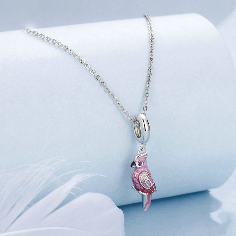 Jorrio Delicate Animal Pink Parrot Sterling Silver Charm