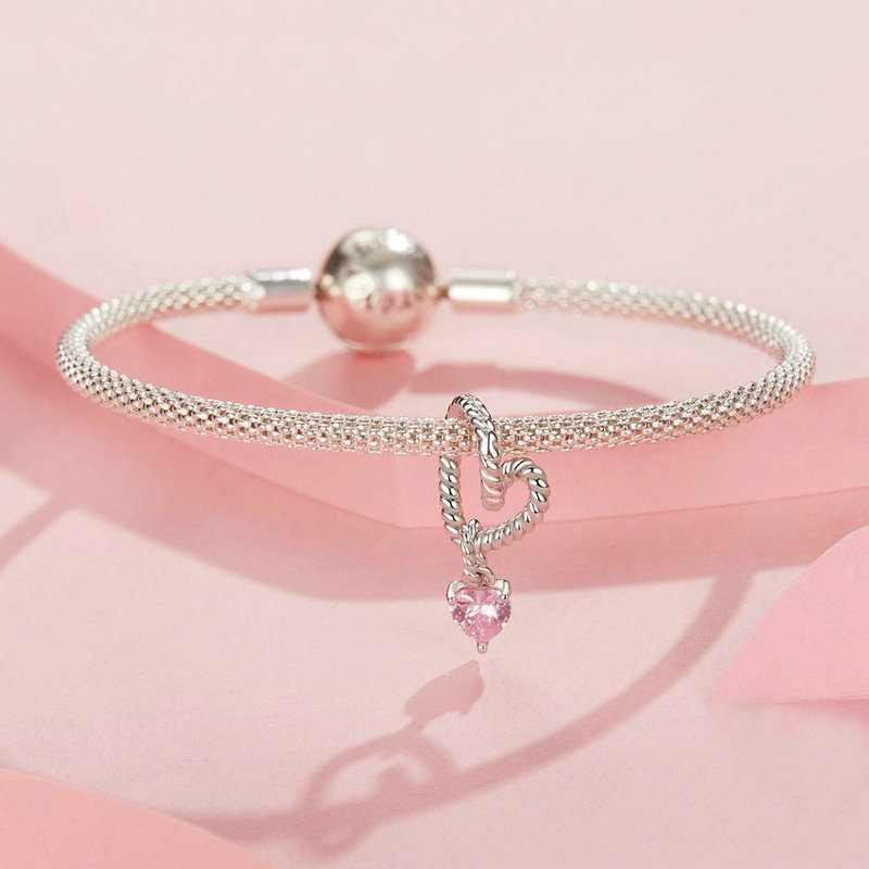 Jorrio Sweet Pink Spiritual Heart Sterling Silver Charm
