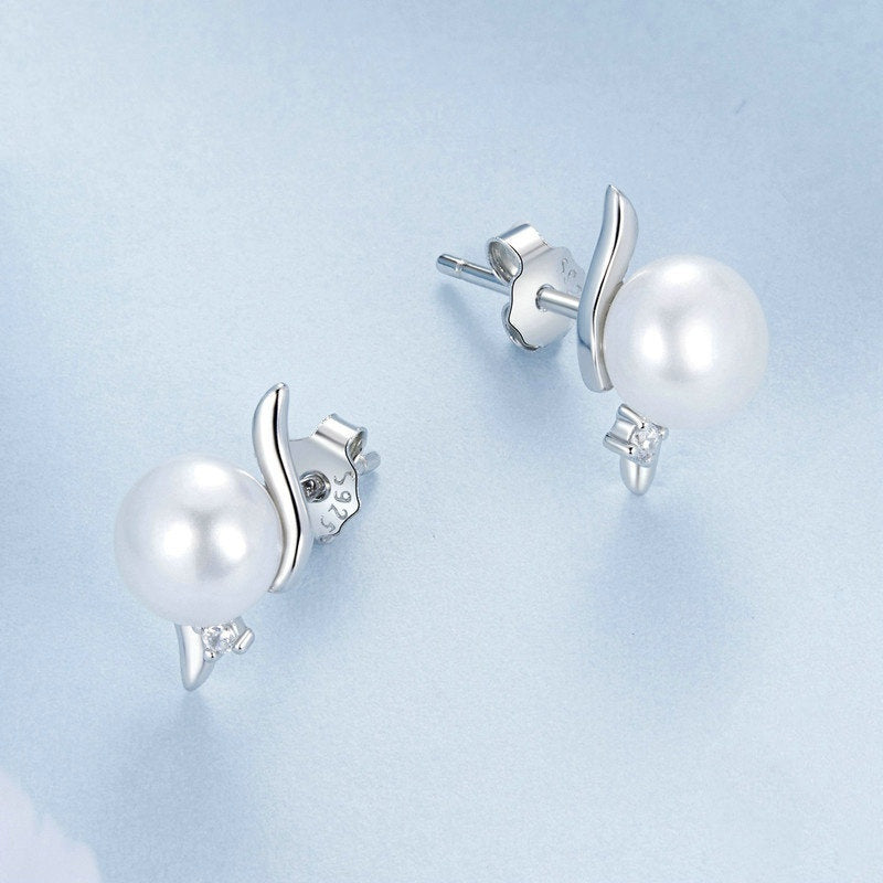 Jorrio Elegant Natural Freshwater Pearl Sterling Silver Earrings