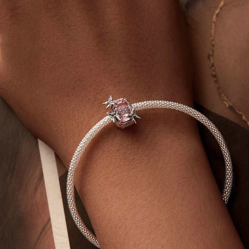 Jorrio Delicate Sweet Dreamy Pink Butterfly Sterling Silver Charm
