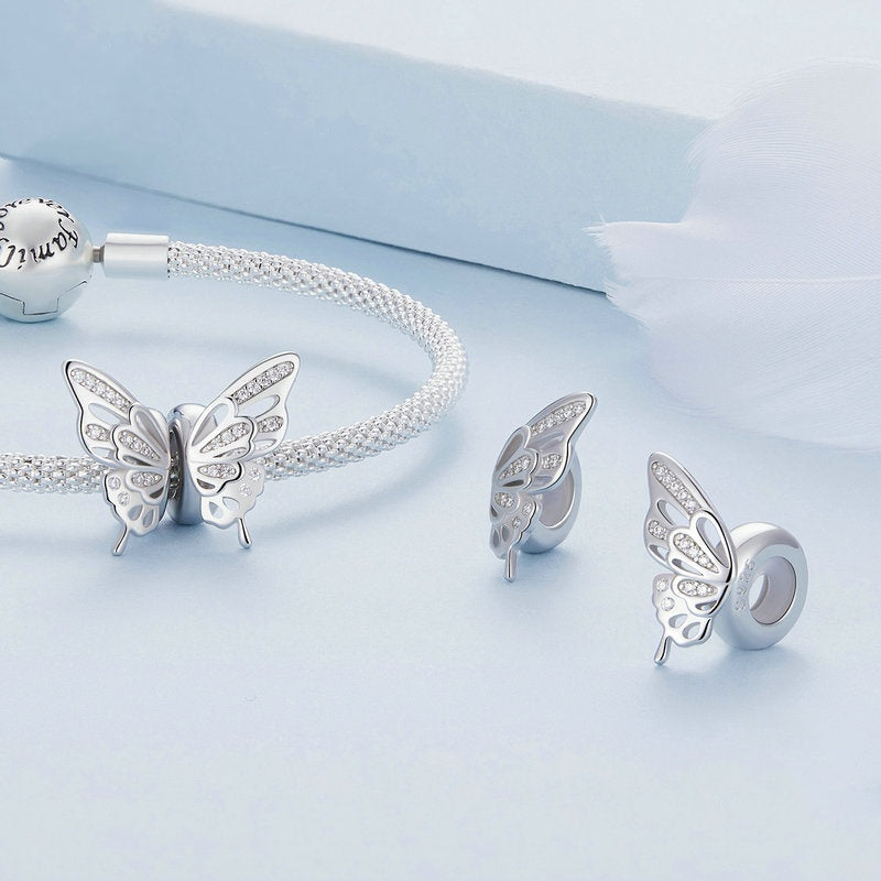 Jorrio Combination Design Butterfly Multi-Wear Sterling Silver Charm