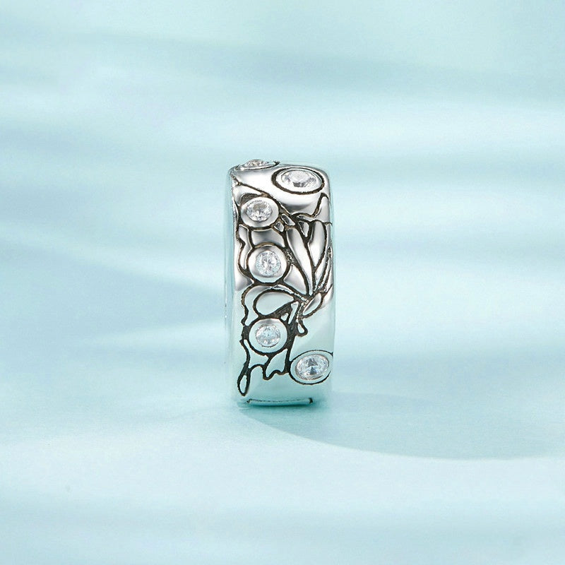 Jorrio Vintage Fashion Engraved Butterfly Positioning Clasp Sterling Silver Charm