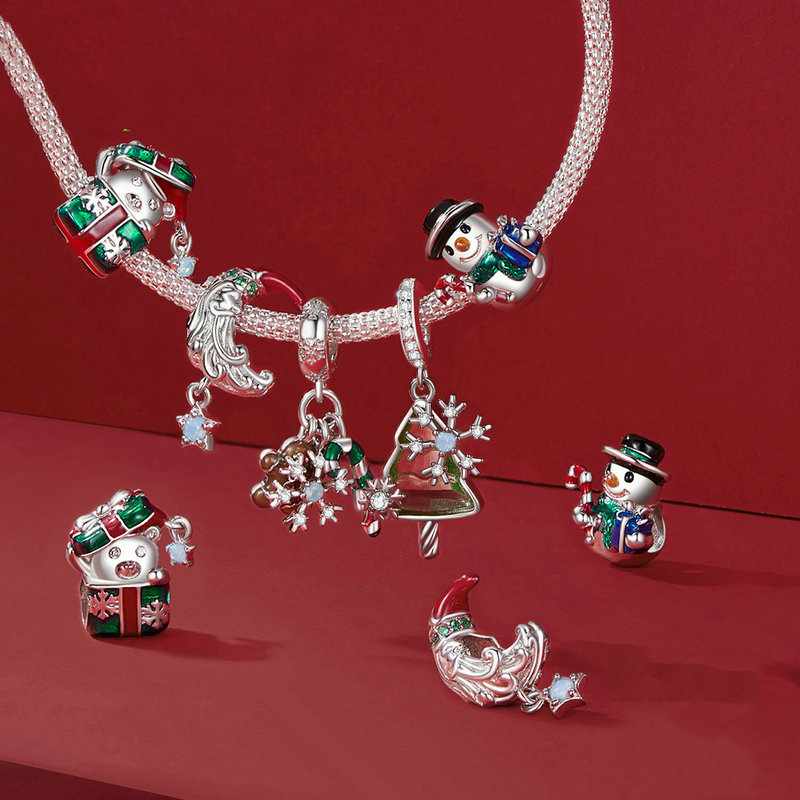 Jorrio Handmade Christmas Cane Snowman Charms