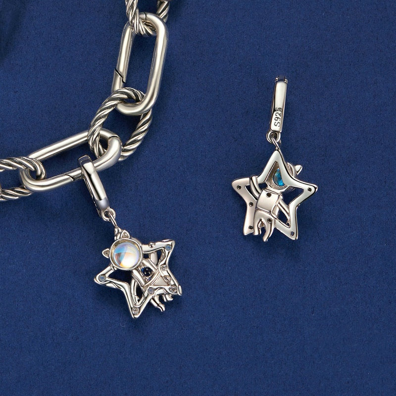 Jorrio Romantic Cosmic Star Astronaut Sterling Silver Charm