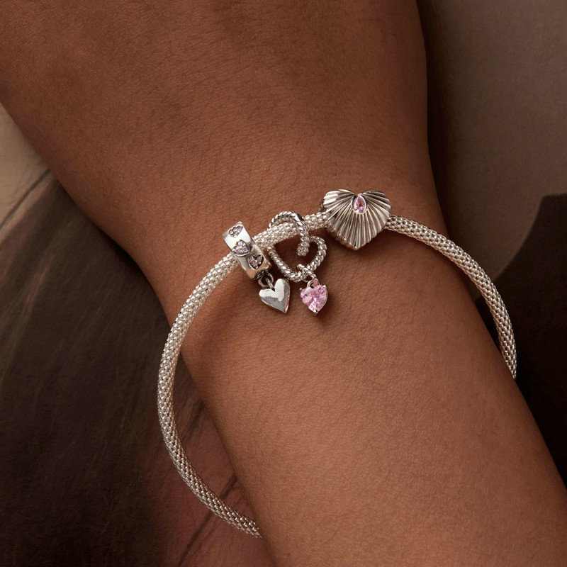 Jorrio Sweet Pink Spiritual Heart Sterling Silver Charm