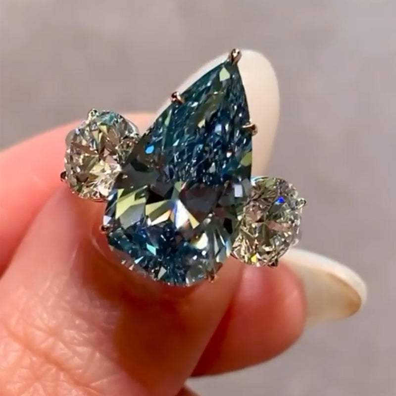 Jorrio handmade pear cut classic sterling silver engagement ring