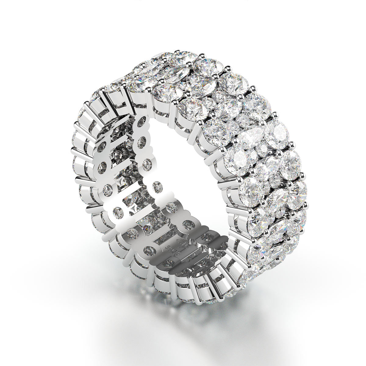 Jorrio handmade round halo created diamond vintage sterling silver wedding band