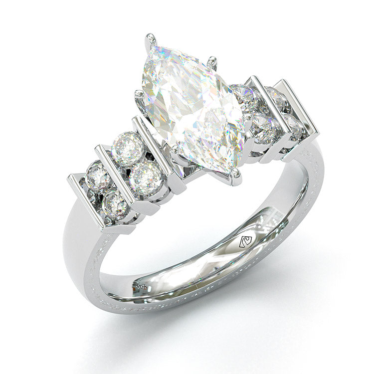 Jorrio Marquise Cut Diamond Sterling Silver Wedding Engagement Ring