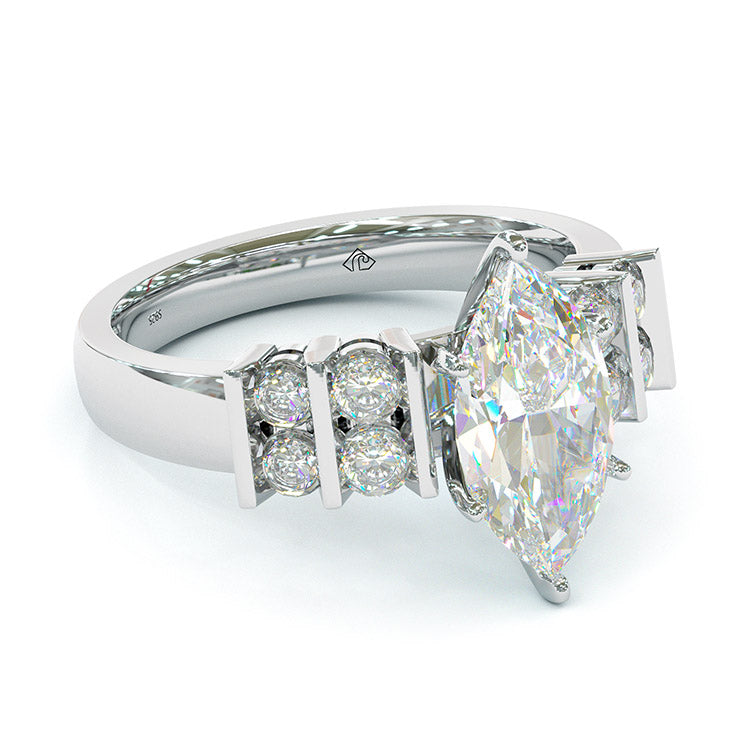Jorrio Marquise Cut Diamond Sterling Silver Wedding Engagement Ring