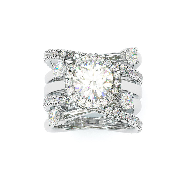 Jorrio handmade round cut diamond wedding ring sterling silver bridal set